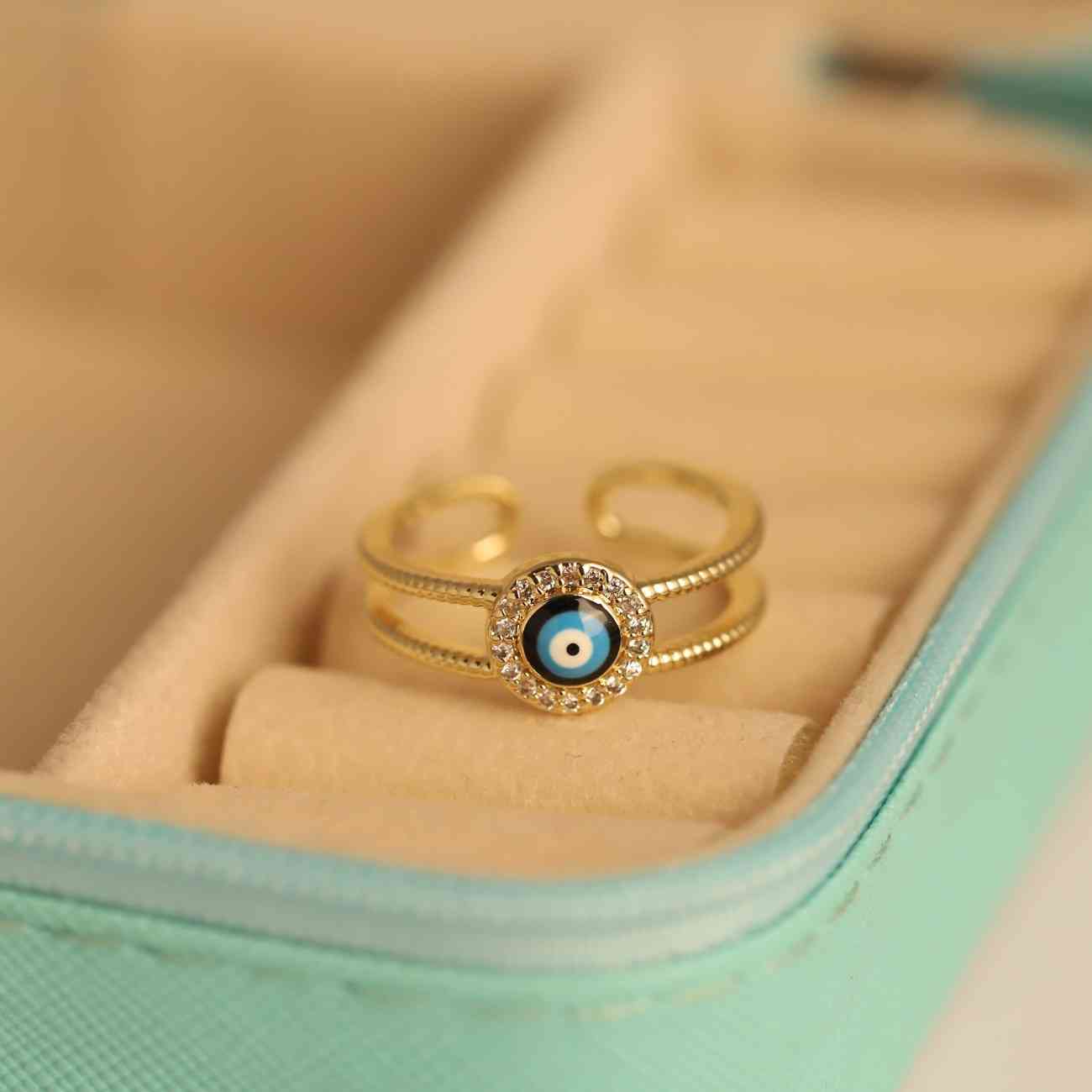 Evil Eye Gold-Plated Protection Ring